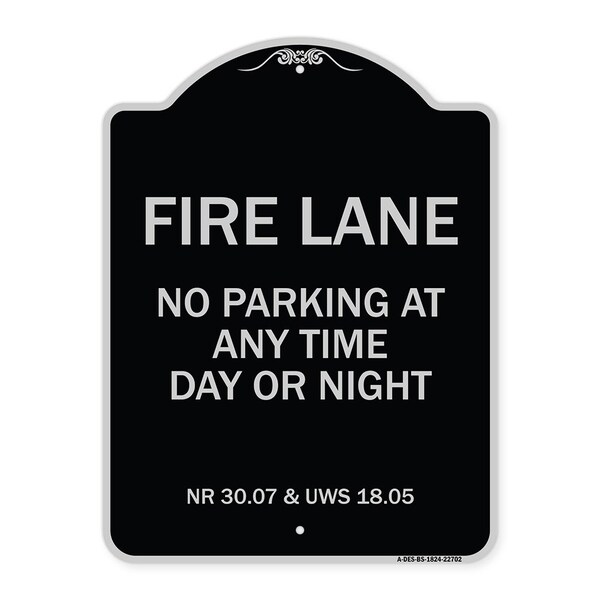 Signmission Wisconsin Fire Lane No Parking Anytime Day or Night Heavy-Gauge Alum Sign, 24" x 18", BS-1824-22702 A-DES-BS-1824-22702 - main